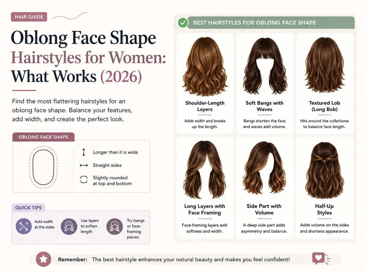 Oblong Face Shape Hairstyles for Women: What Works (2026)