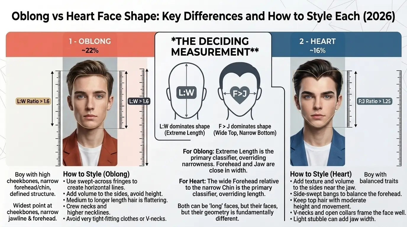 Oblong vs Heart Face Shape: Key Differences and How to Style Each