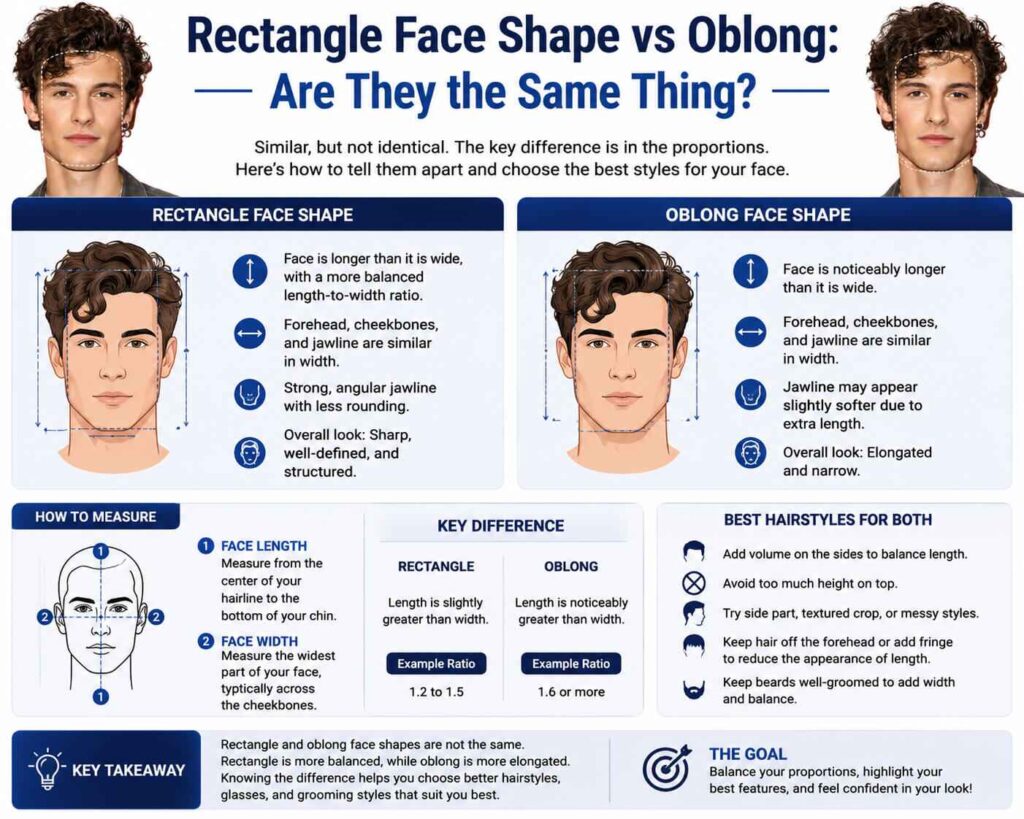 Most Rectangular Face Rectangle Face Shape vs Oblong: Are They the Same Thing?