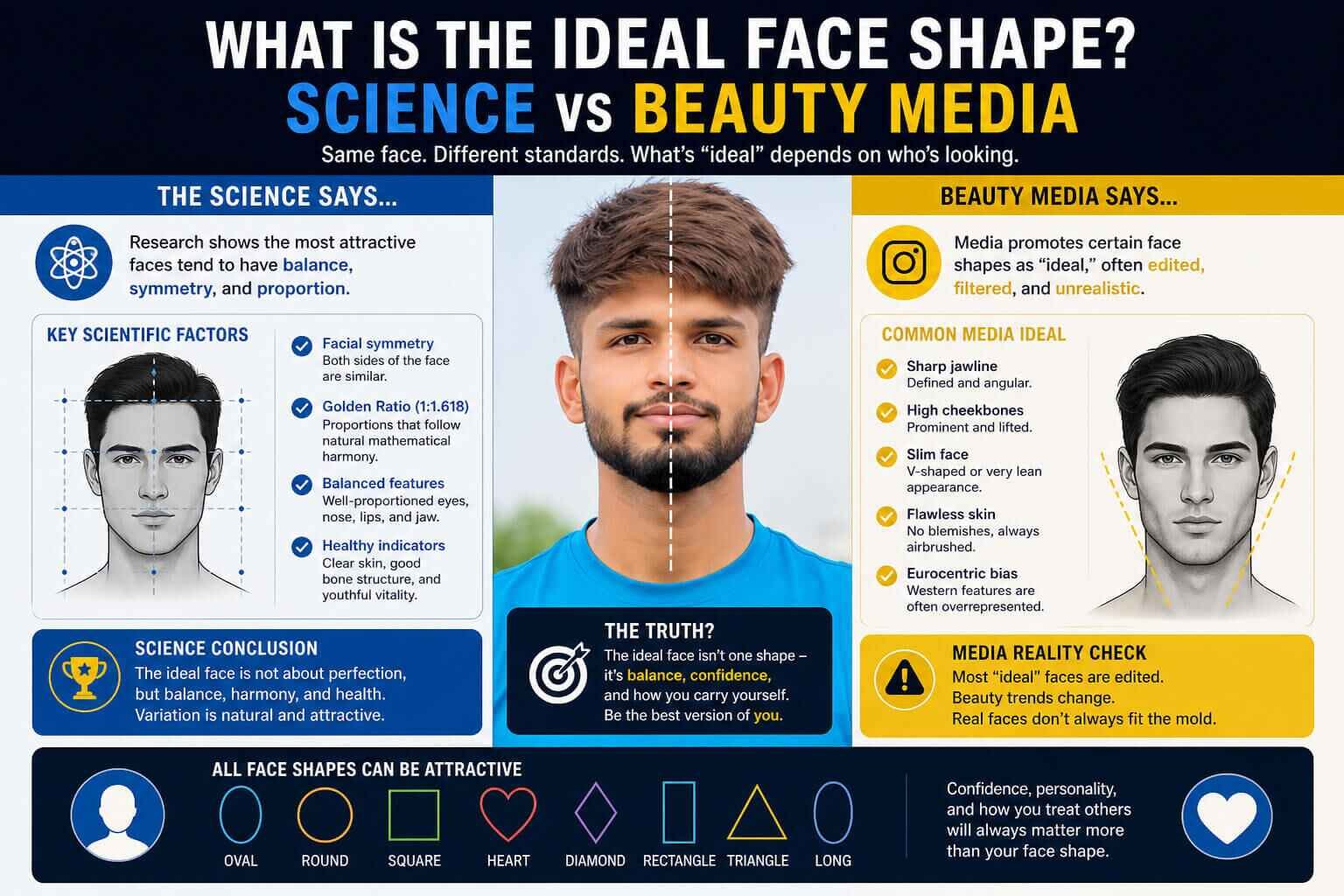 What Is the Ideal Face Shape? Science vs Beauty Media