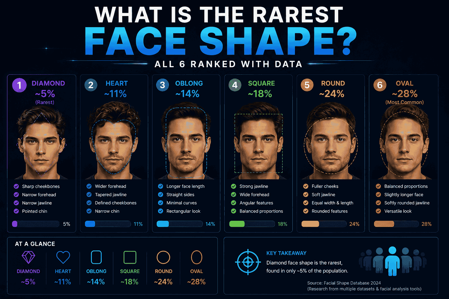 What Is the Rarest Face Shape? All 6 Ranked with Data