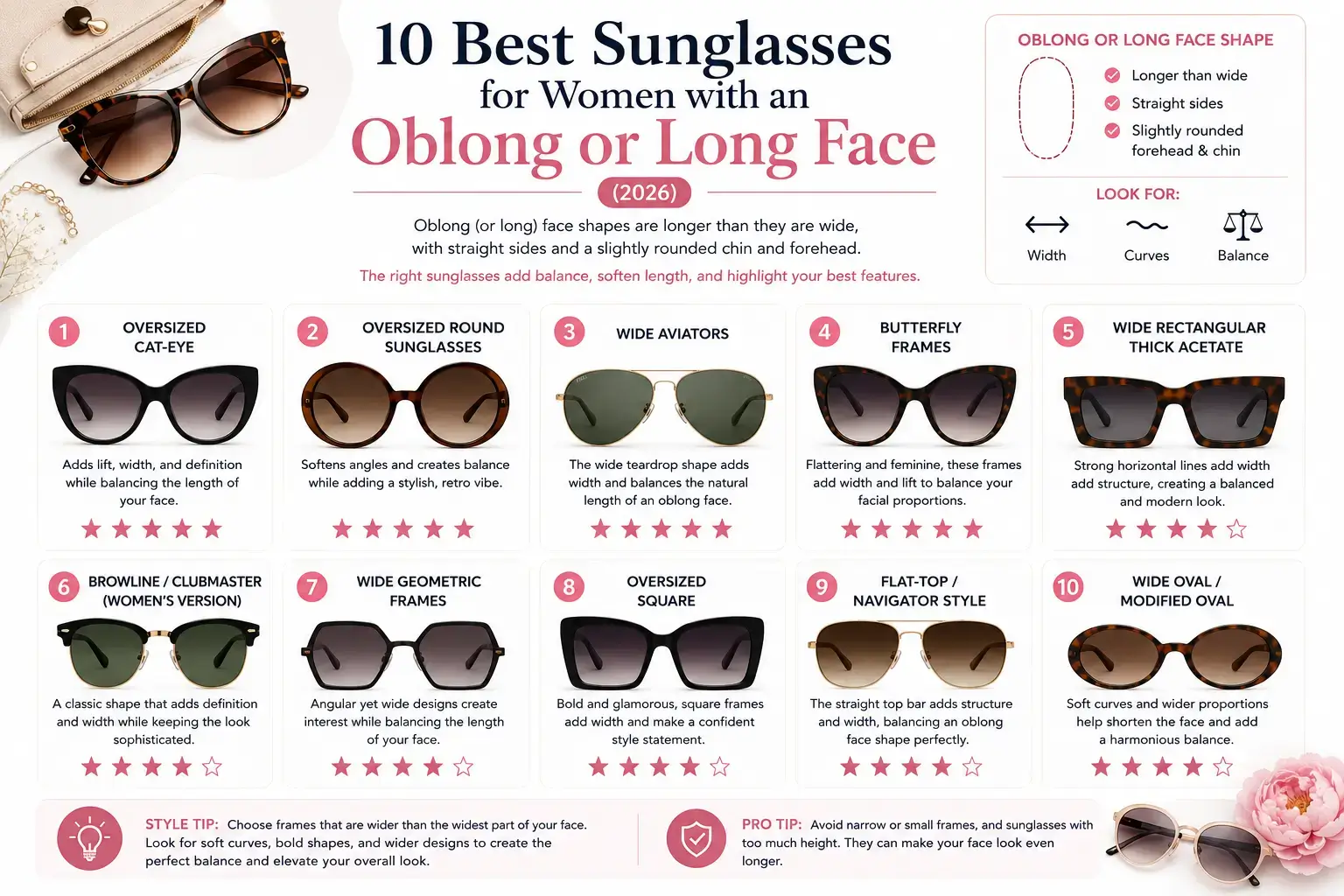 10 Best Sunglasses for Women with an Oblong or Long Face