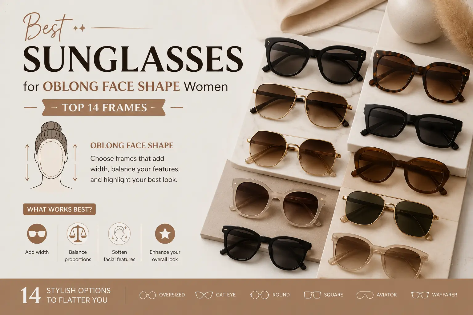 Best Sunglasses for Oblong Face Shape Women — Top 14 Frames