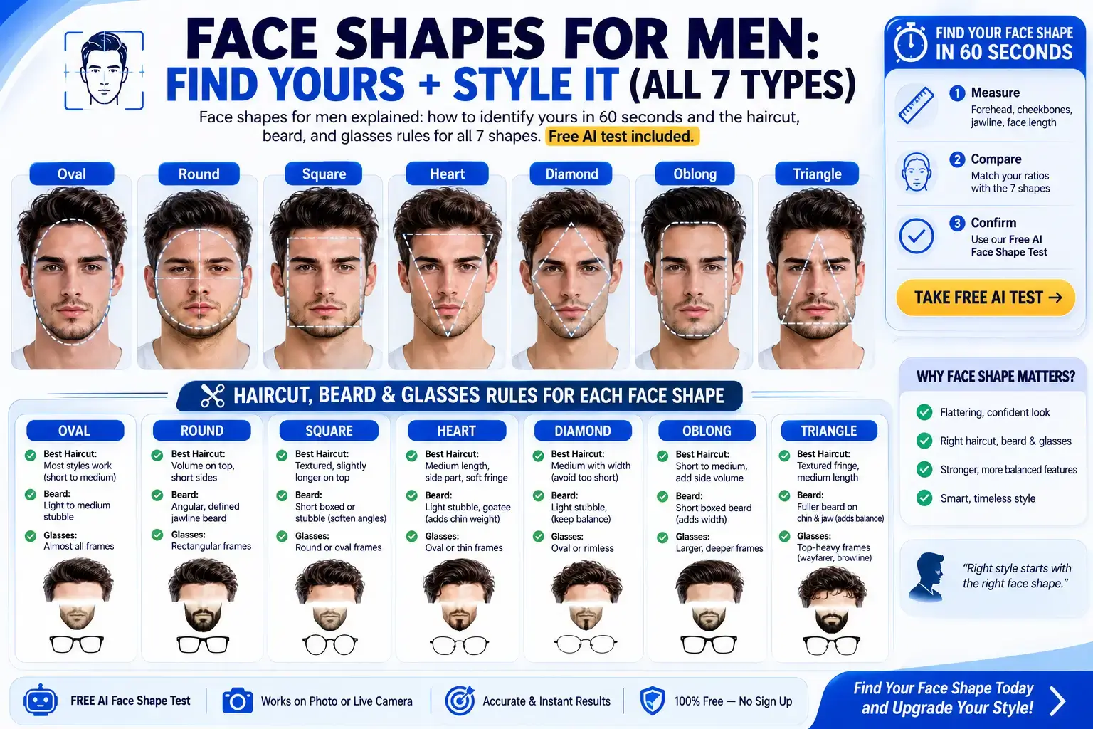 Face Shapes for Men: Find Yours + Style It (All 7 Types)