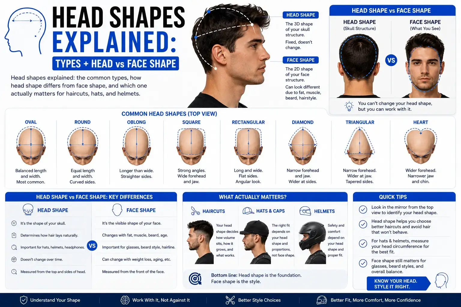 Head Shapes Explained: Types + Head vs Face Shape
