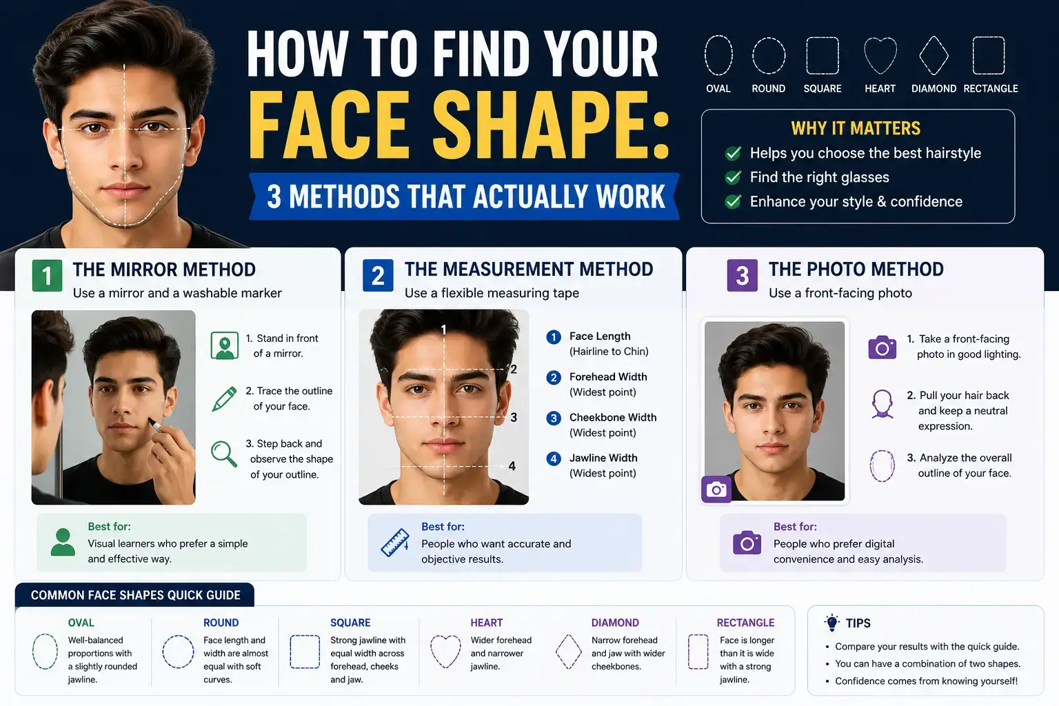 How to Find Your Face Shape: 3 Methods That Actually Work